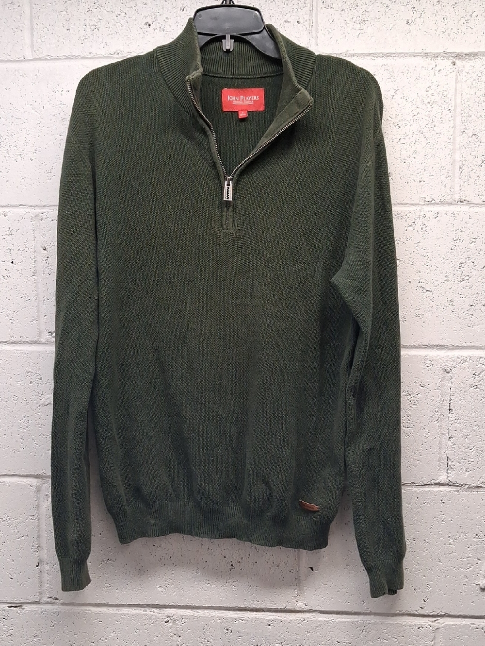 Men's John Players Olive Green Half-Zip Sweater Sz. Small